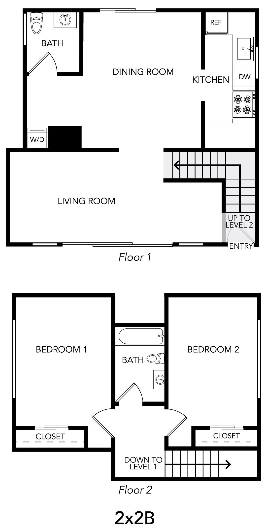 2x2 B Floor plan