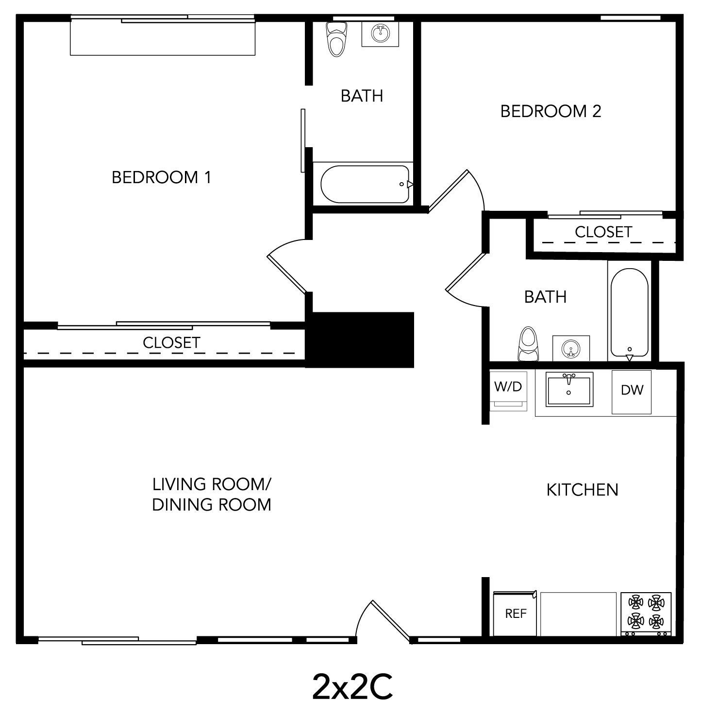 2x2 C floor plan