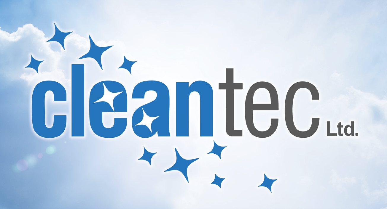 A blue and white logo for cleantec ltd.