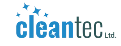 A blue and white logo for cleantec ltd.