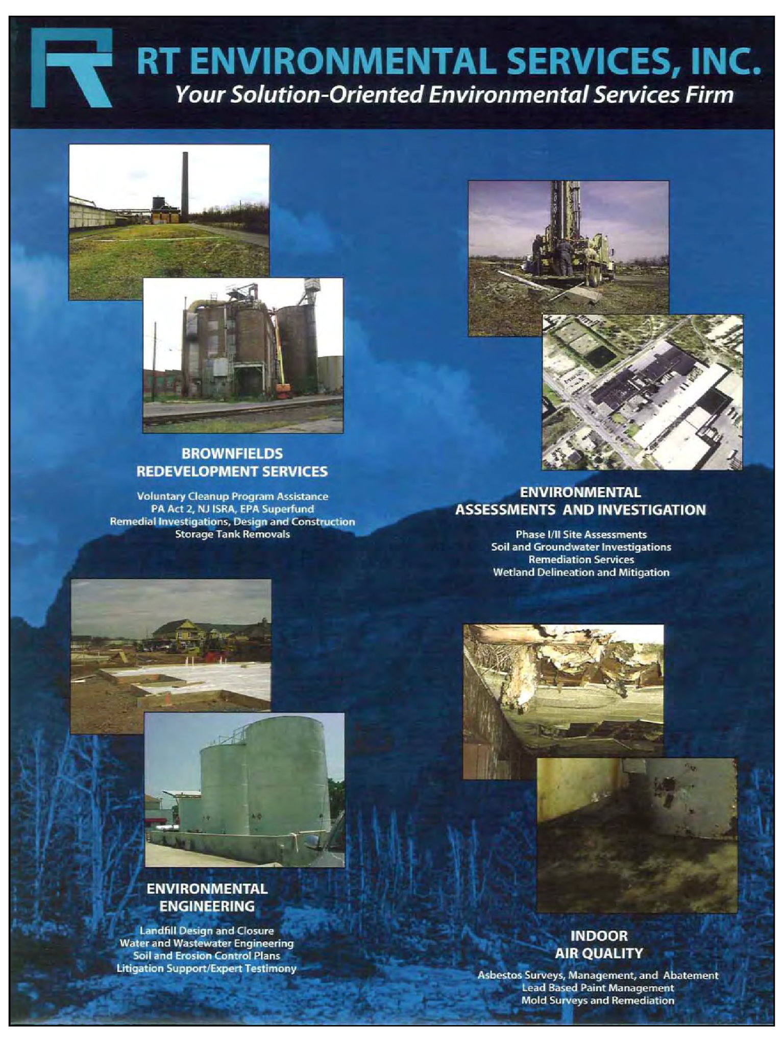 A blue poster for rt environmental services inc.