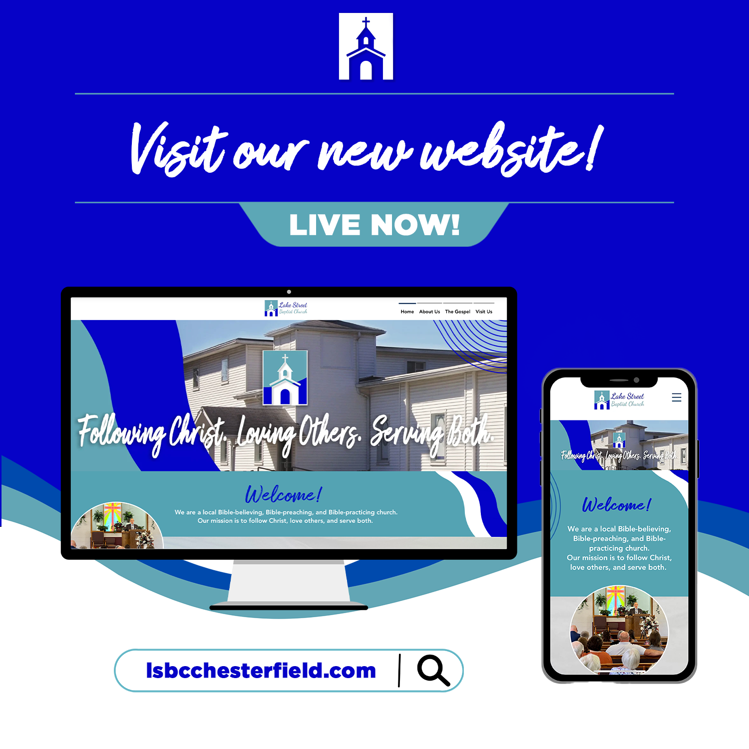 A computer and a cell phone with a website on them.