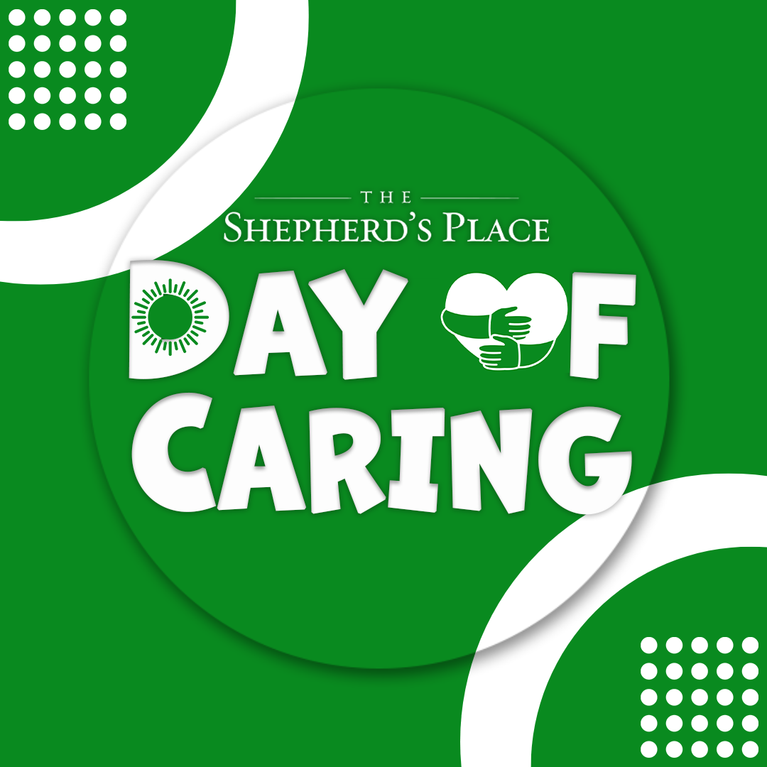 The shepherd 's place is celebrating day of caring with a green background.