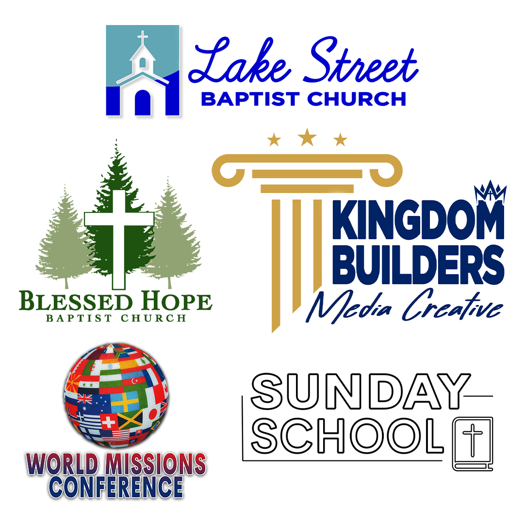 A collection of church logos including lake street baptist church