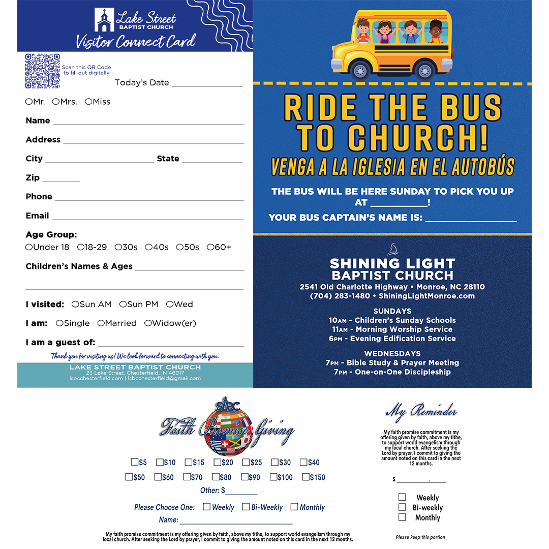 A sign that says ride the bus to church