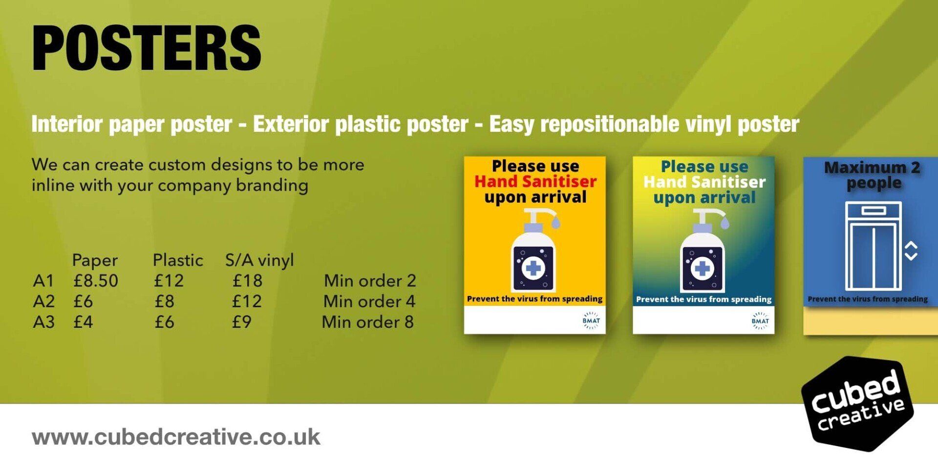 Interior paper poster - Exterior plastic poster - Easy repositionable vinyl poster.