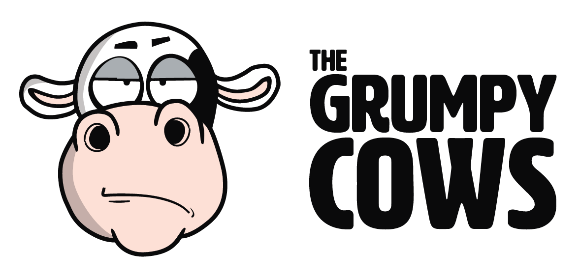 Grumpy cow logo design