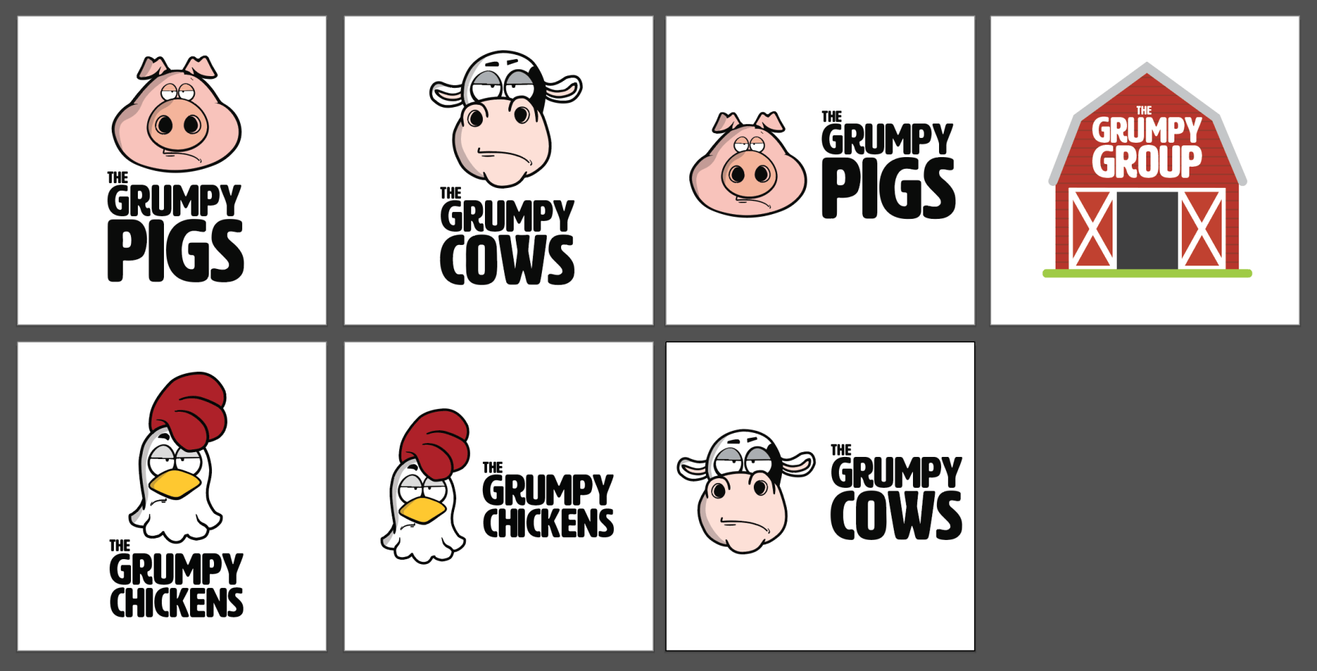 Grumpy pig all logo design