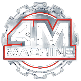 Logo for 4M Machine: silver gear shape with red and white text.
