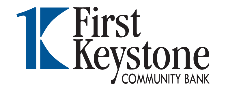 Logo for First Keystone Community Bank. Blue '1K' icon next to 'First Keystone Community Bank' text in black.
