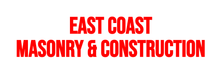 Red logo reading &ldquo;EAST COAST MASONRY & CONSTRUCTION&rdquo; on a light background
