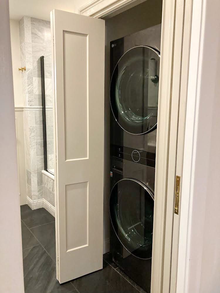 washer and dryer in closet