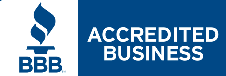 BBB Accredited Business logo. Blue torch and lettering on a white and blue background.