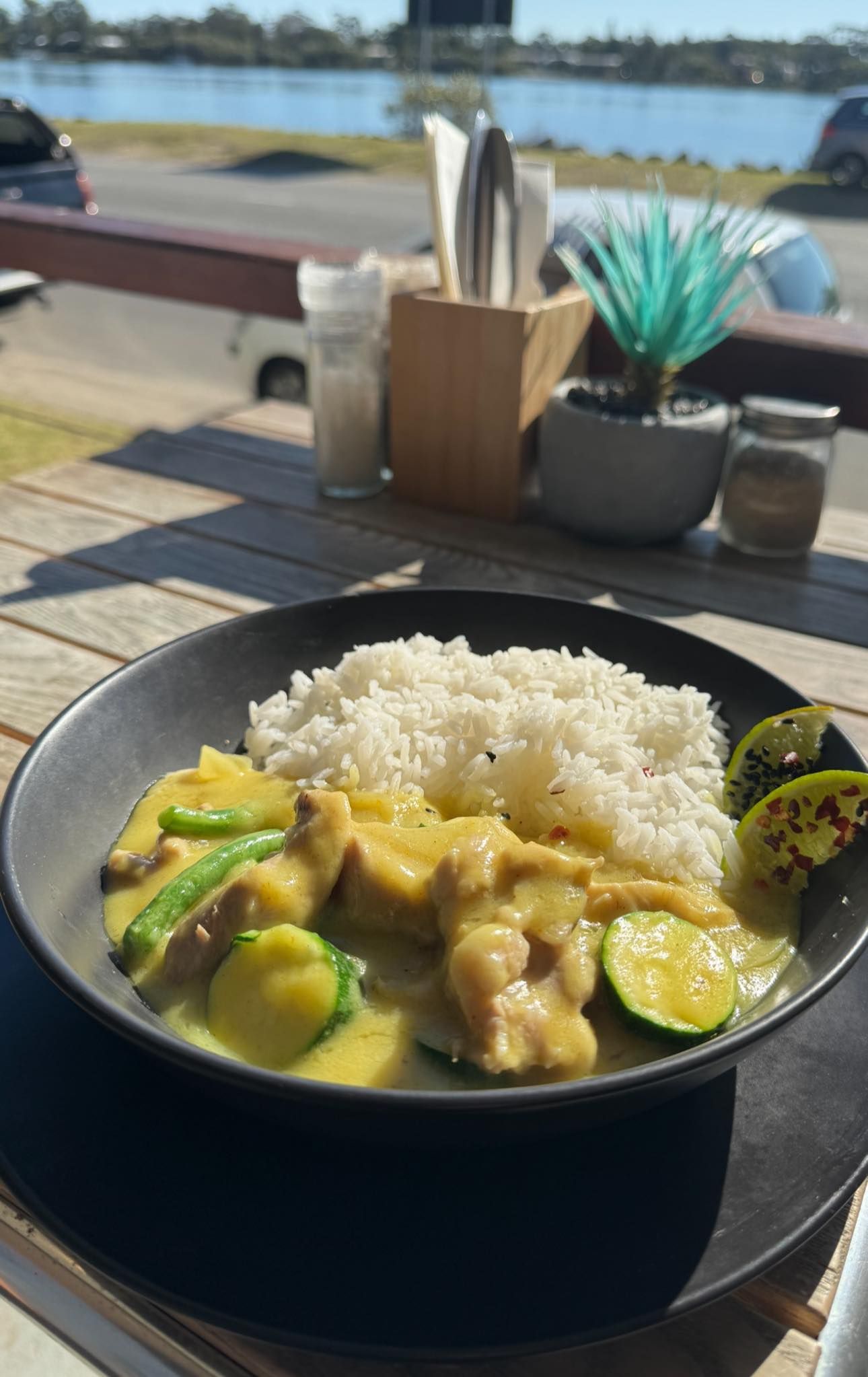 A Bowl of Food with Rice and Vegetables on A Table — The Point Cafe Restaurant in Port Macquarie, NSW