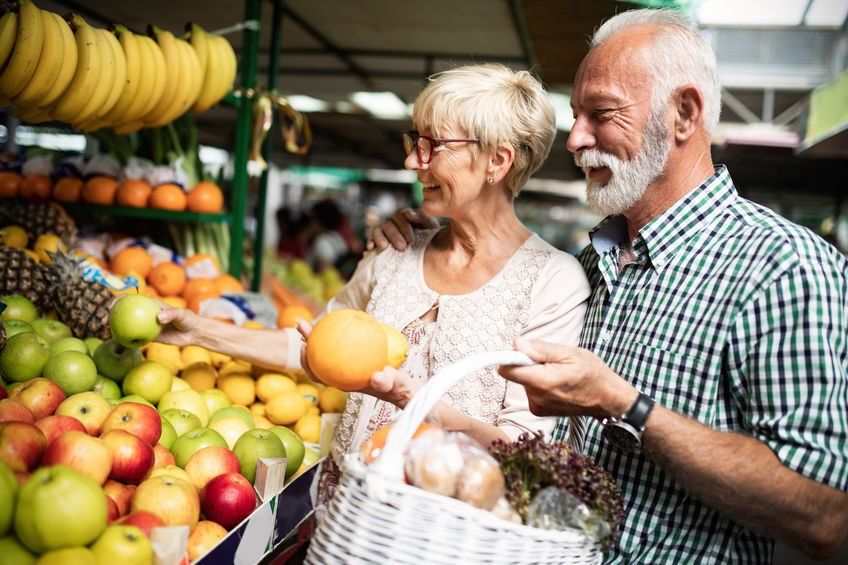 old women and old men in the market