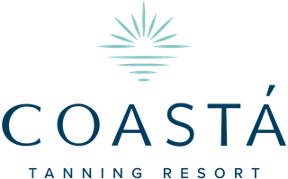 The logo for coasta tanning resort shows a sun shining over the ocean.