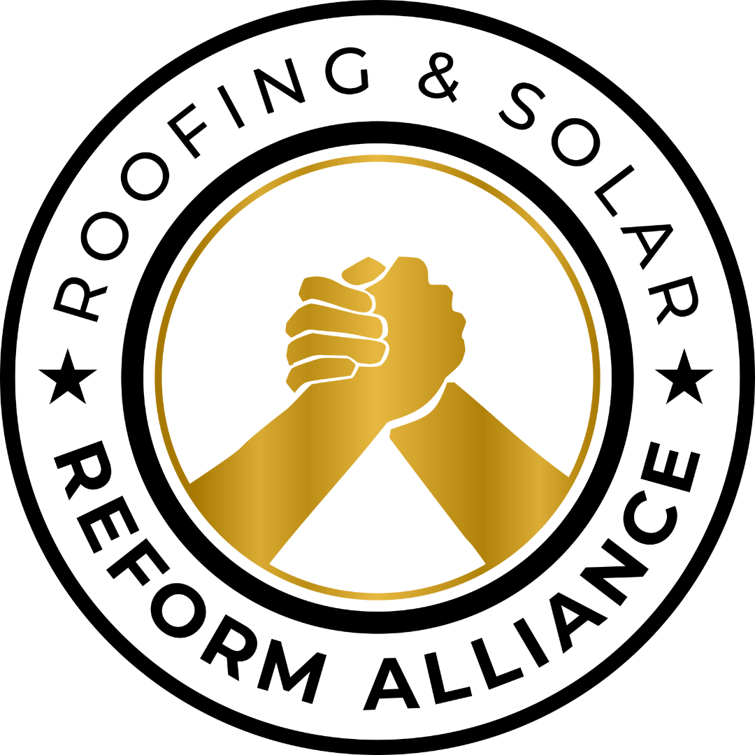 A logo for the roofing and solar reform alliance