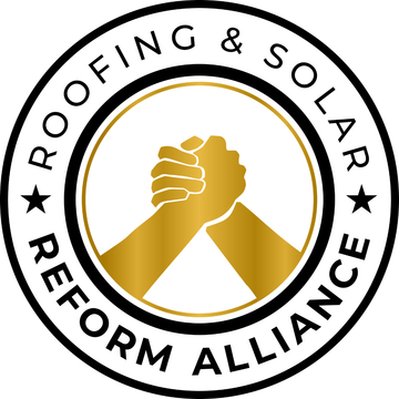 A logo for the roofing and solar reform alliance