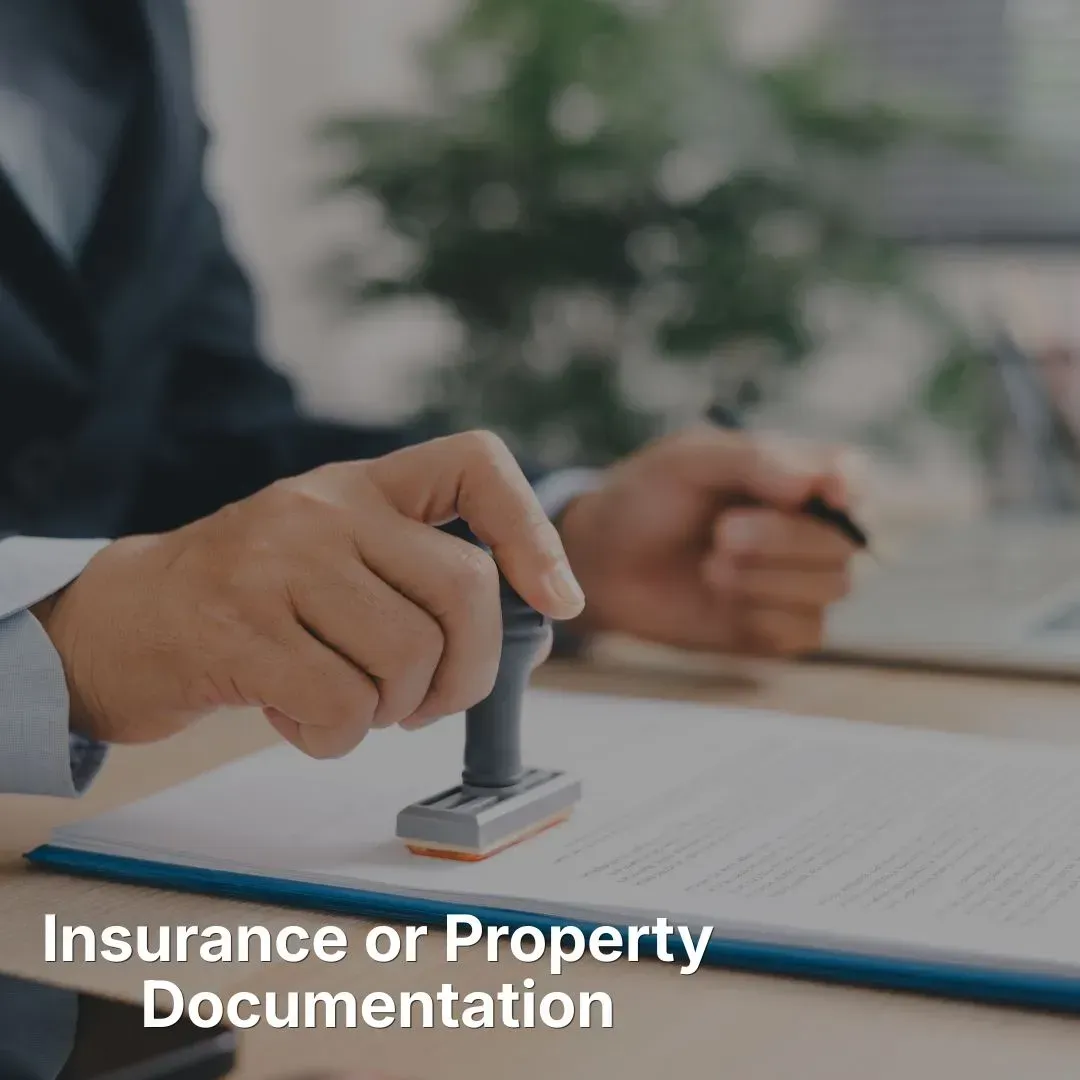Insurance or Property Documentation. Stamping for approval