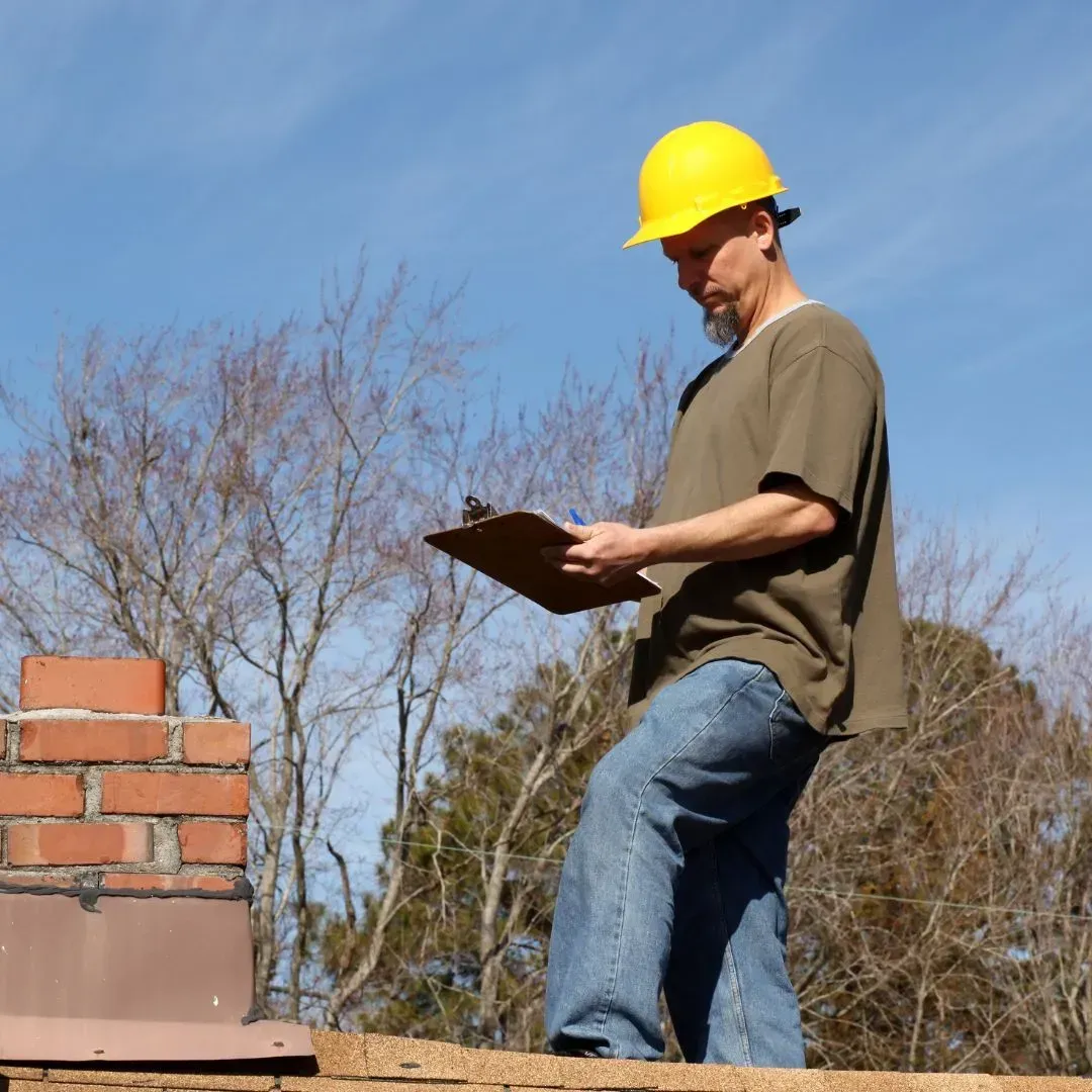 Man inspecting roof