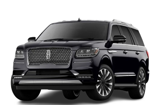 A black lincoln navigator is shown on a white background.
