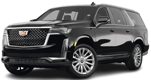 A black cadillac escalade is shown on a white background.