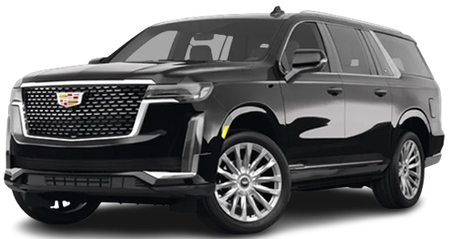 A black cadillac escalade is shown on a white background.