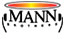 A close up of a mann logo on a white background.