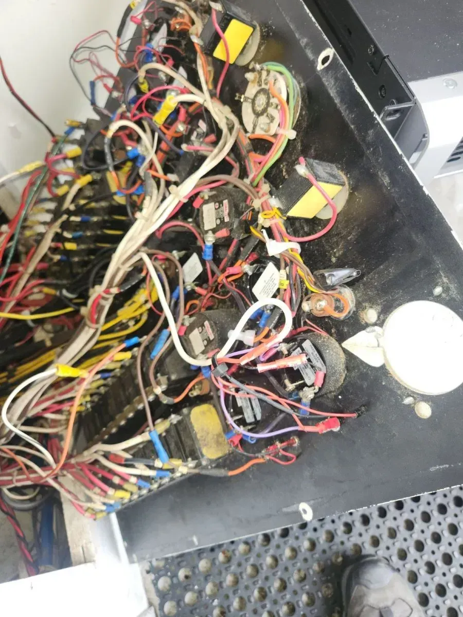 A bunch of wires are laying on a table