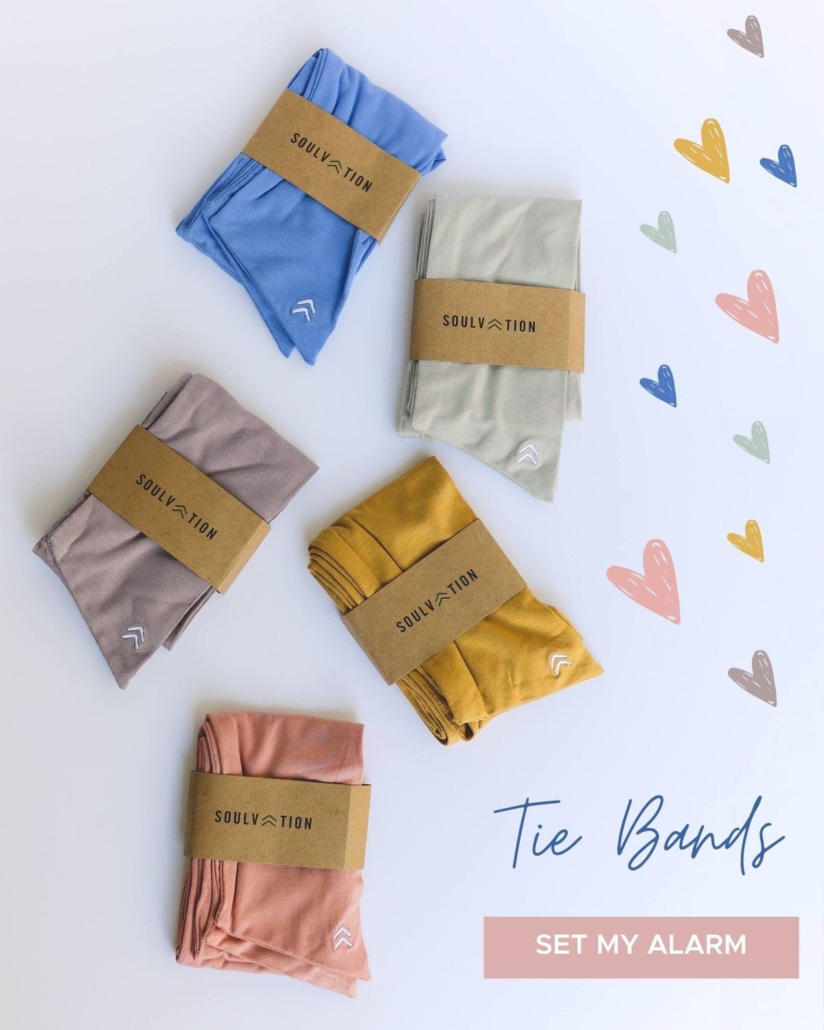 A bunch of tie bands are sitting on a table