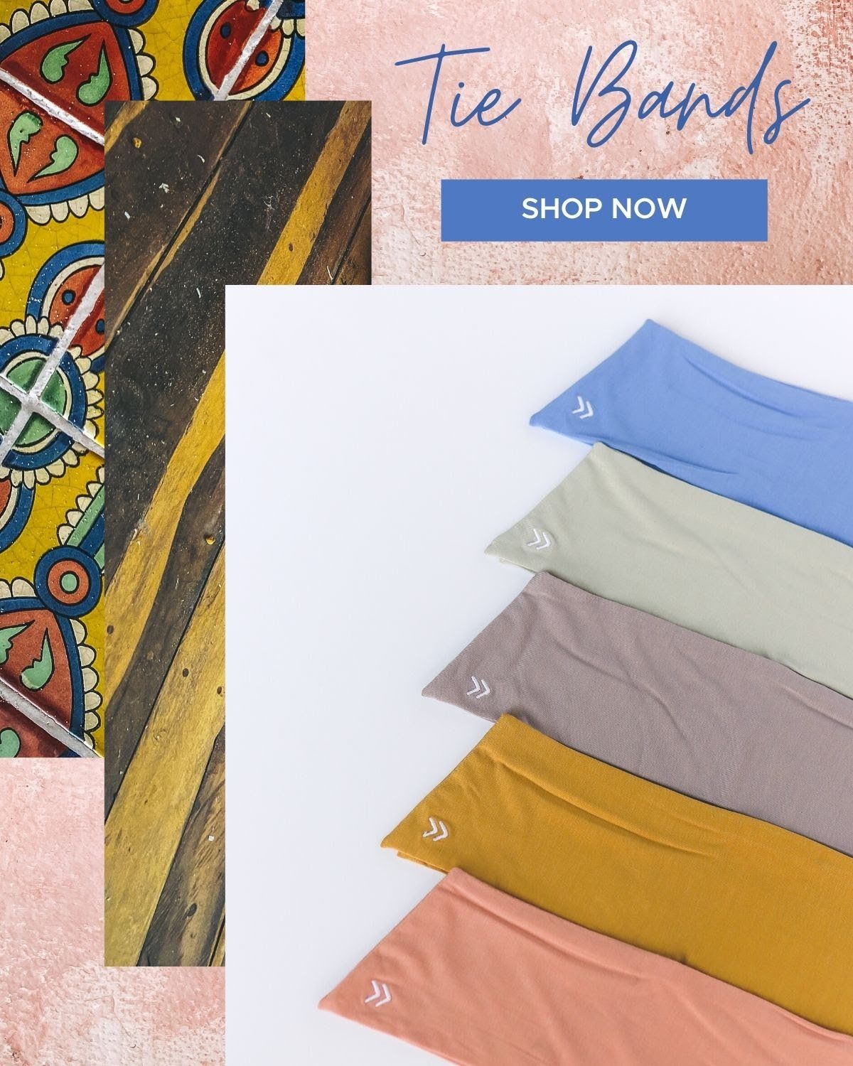 A bunch of tie bands are stacked on top of each other