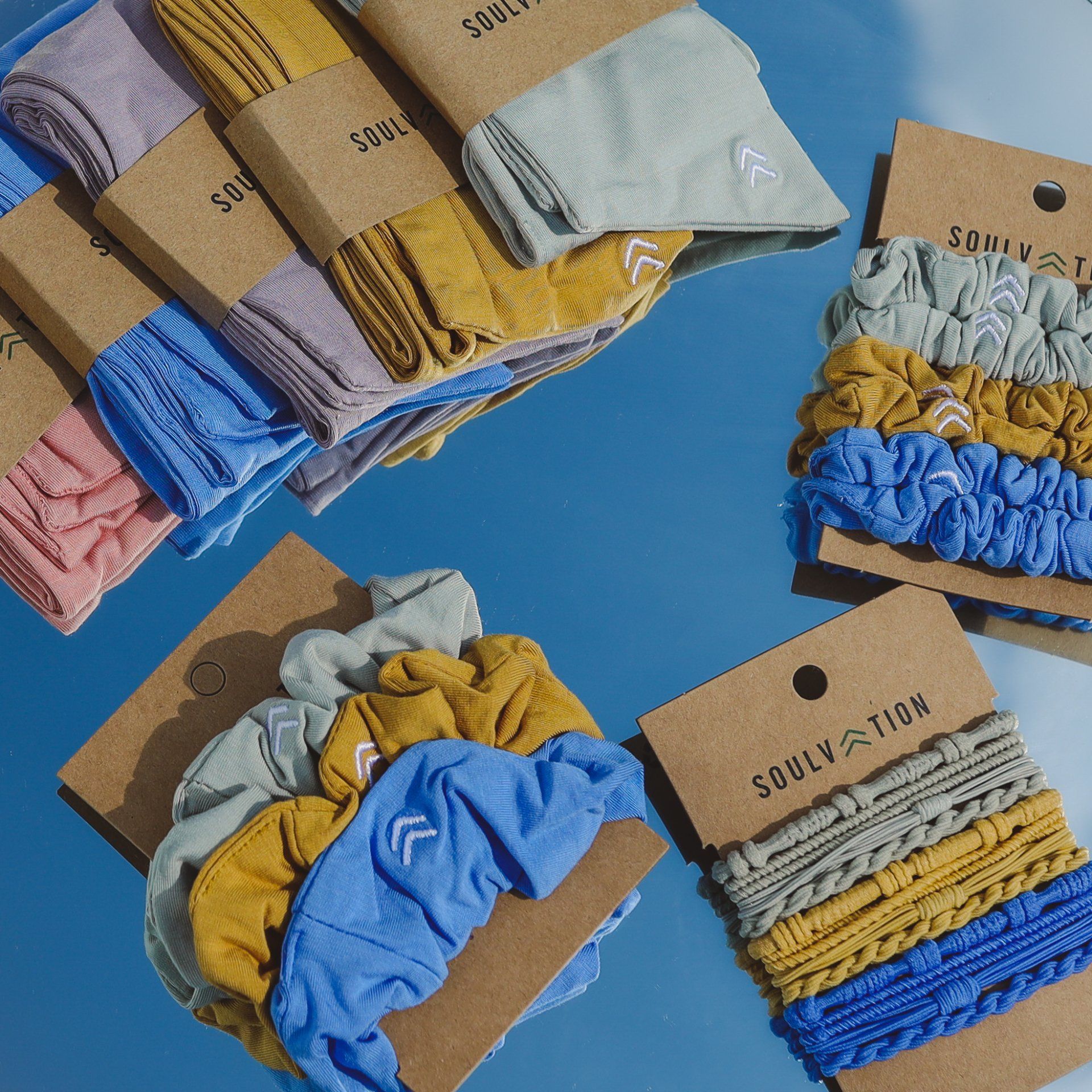 A bunch of scrunchies are stacked on top of each other