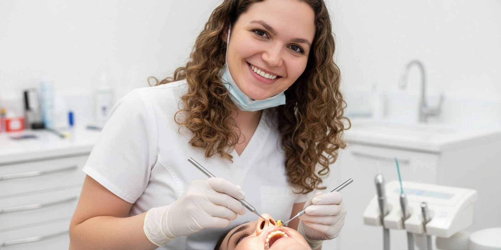 Dr. Stephanie Sfiroudis, Periodontist in Nassau County, Williston Park, NY 11596 treating a patient