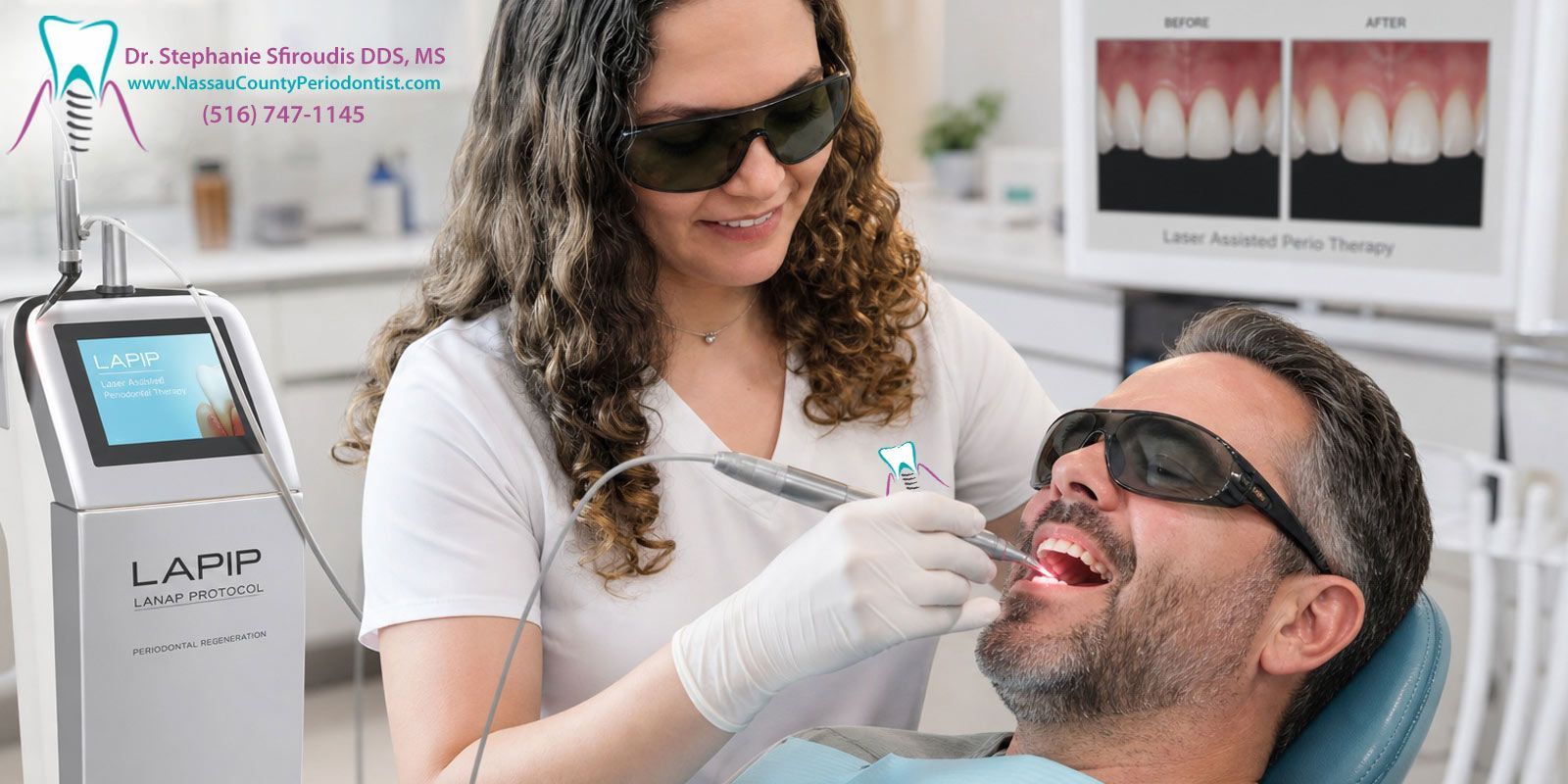 LAPIP Treatments For Peri-Implantitis Dr. Stephanie Sfiroudis DDS, MS. Laser Assisted Peri-Implantitis Procedure in Nassau County by a Leading Periodontist in Williston Park, NY 11596