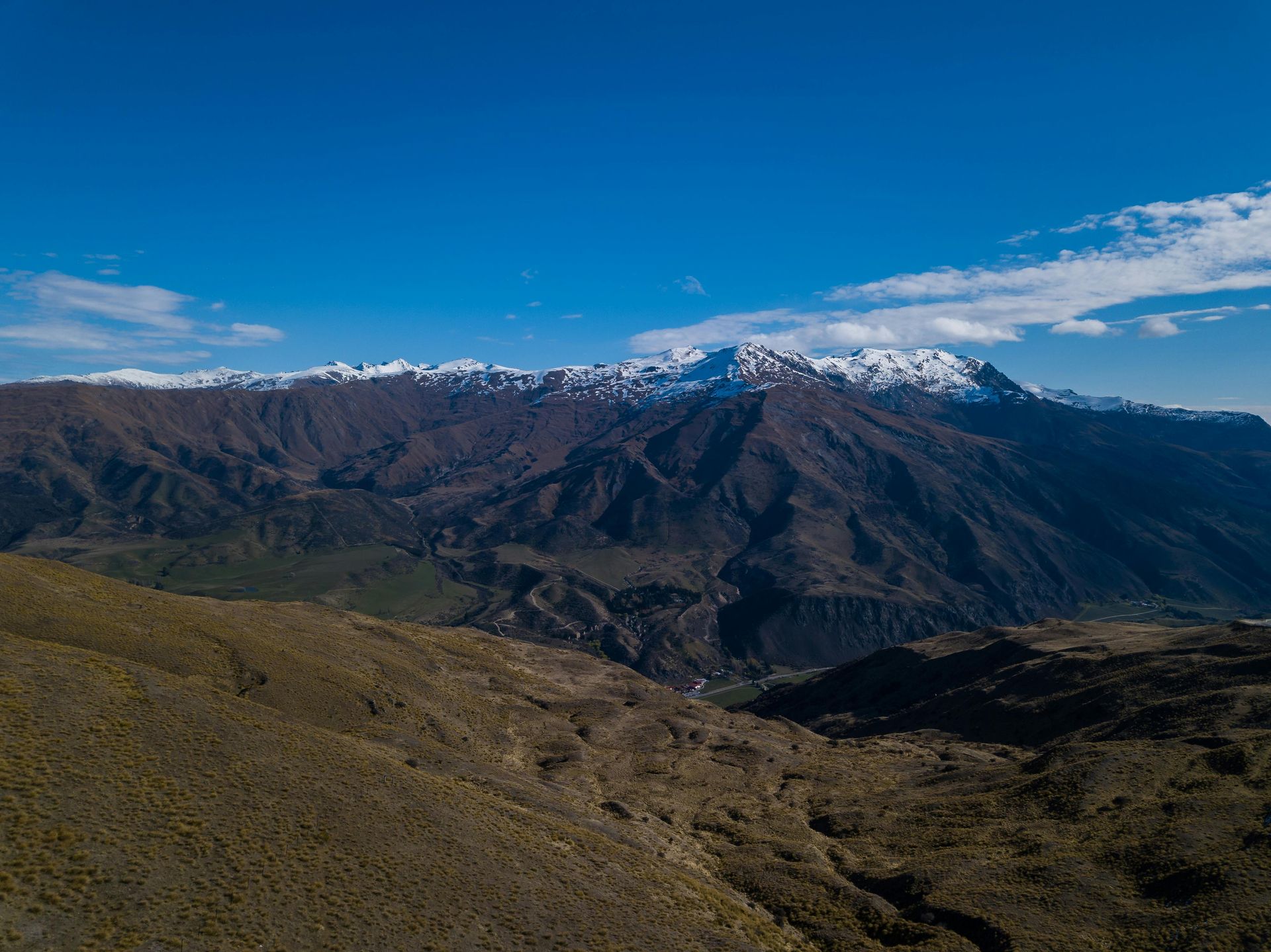 View of Glenorchy in New Zealand, surrounded by mountains and lakes, filming site of Lord of the Rings.