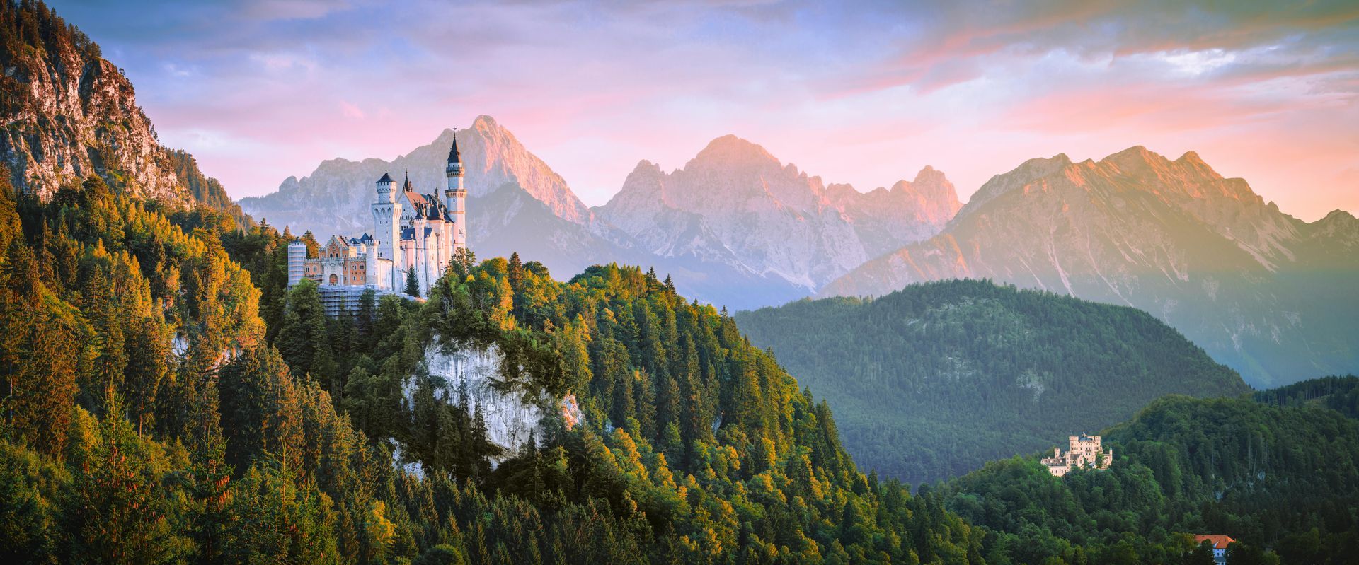 Neuschwanstein Castle, Germany, with a fairytale backdrop