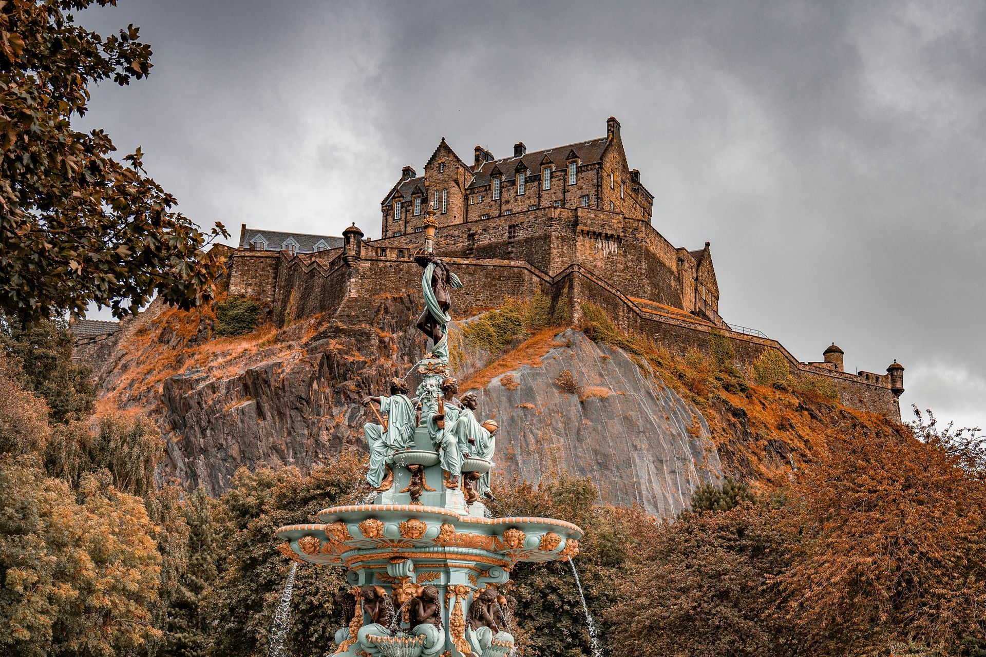 Edinburgh Castle in autumn mist, Scotland's Gothic capital before Christmas transformation, haunted castles destination