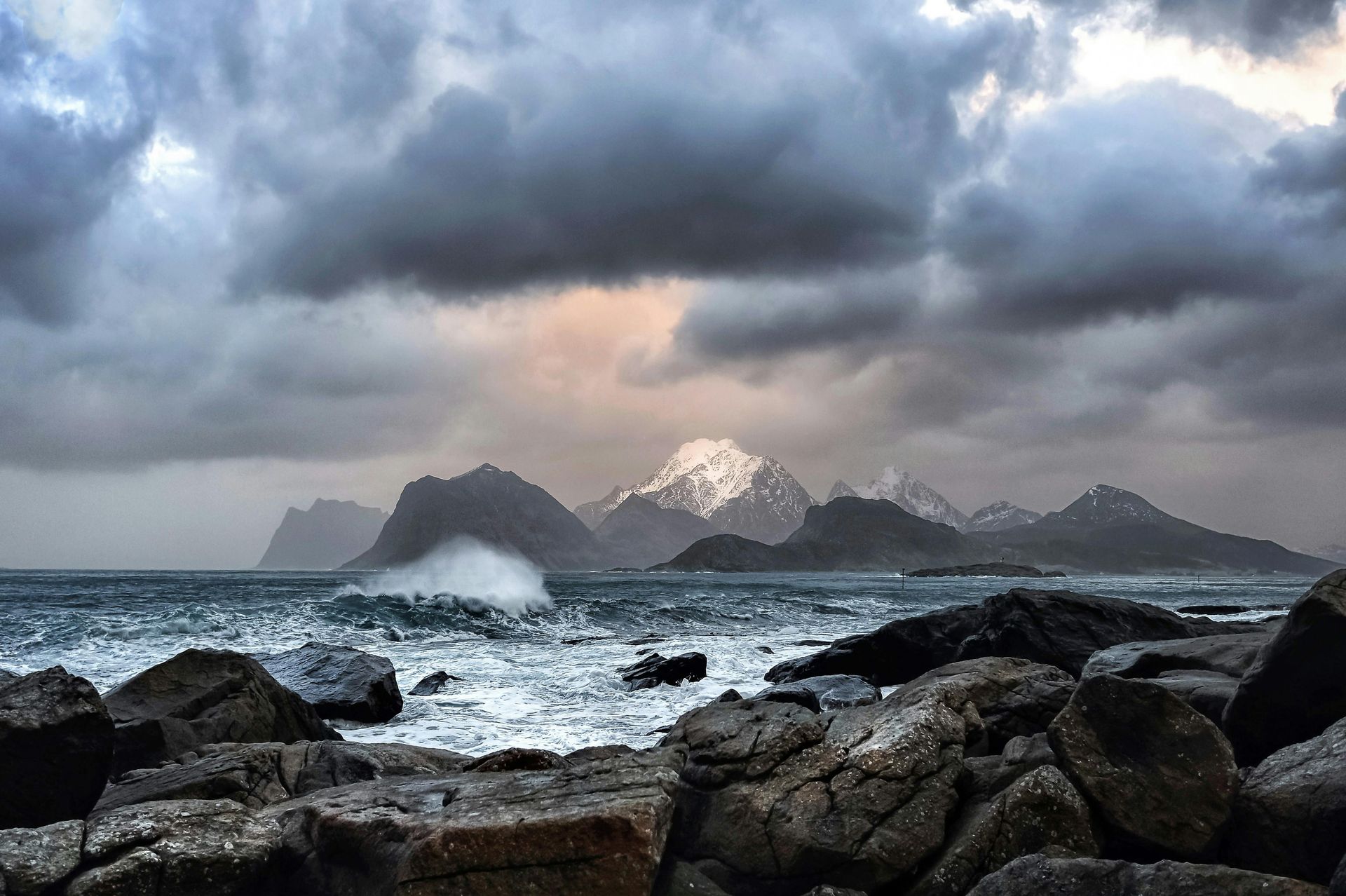 Lofoten Islands in winter, Norway's dramatic fantasy landscape with snow-covered peaks and coastal villages