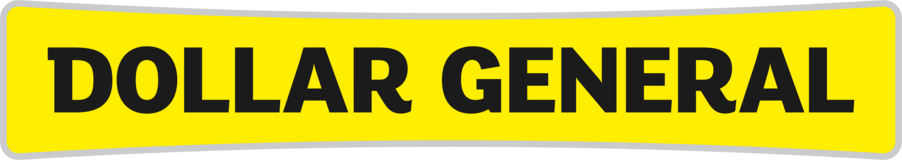 Dollar General logo on a yellow rectangle.