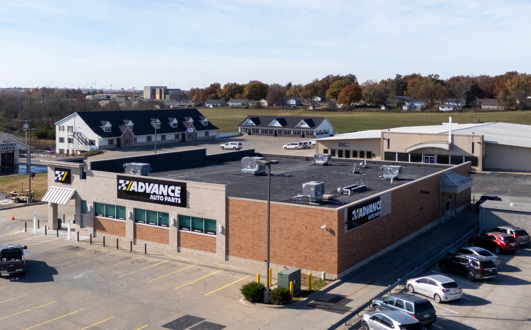 Aerial view of an absolute net Advance Auto Parts building in Missouri