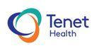 The tenet health logo is blue , orange , and green.