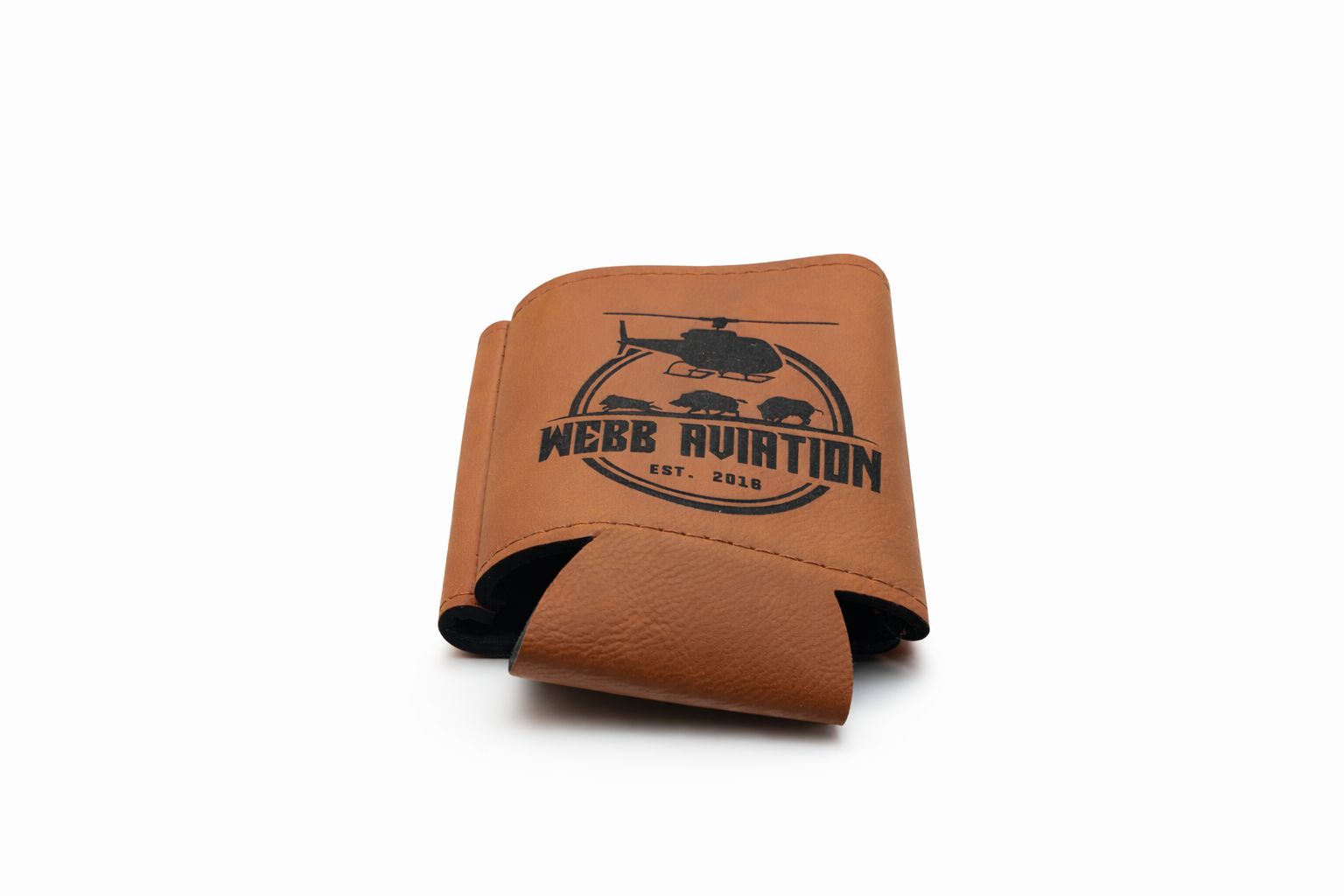 Webb Aviation Leather Koozie