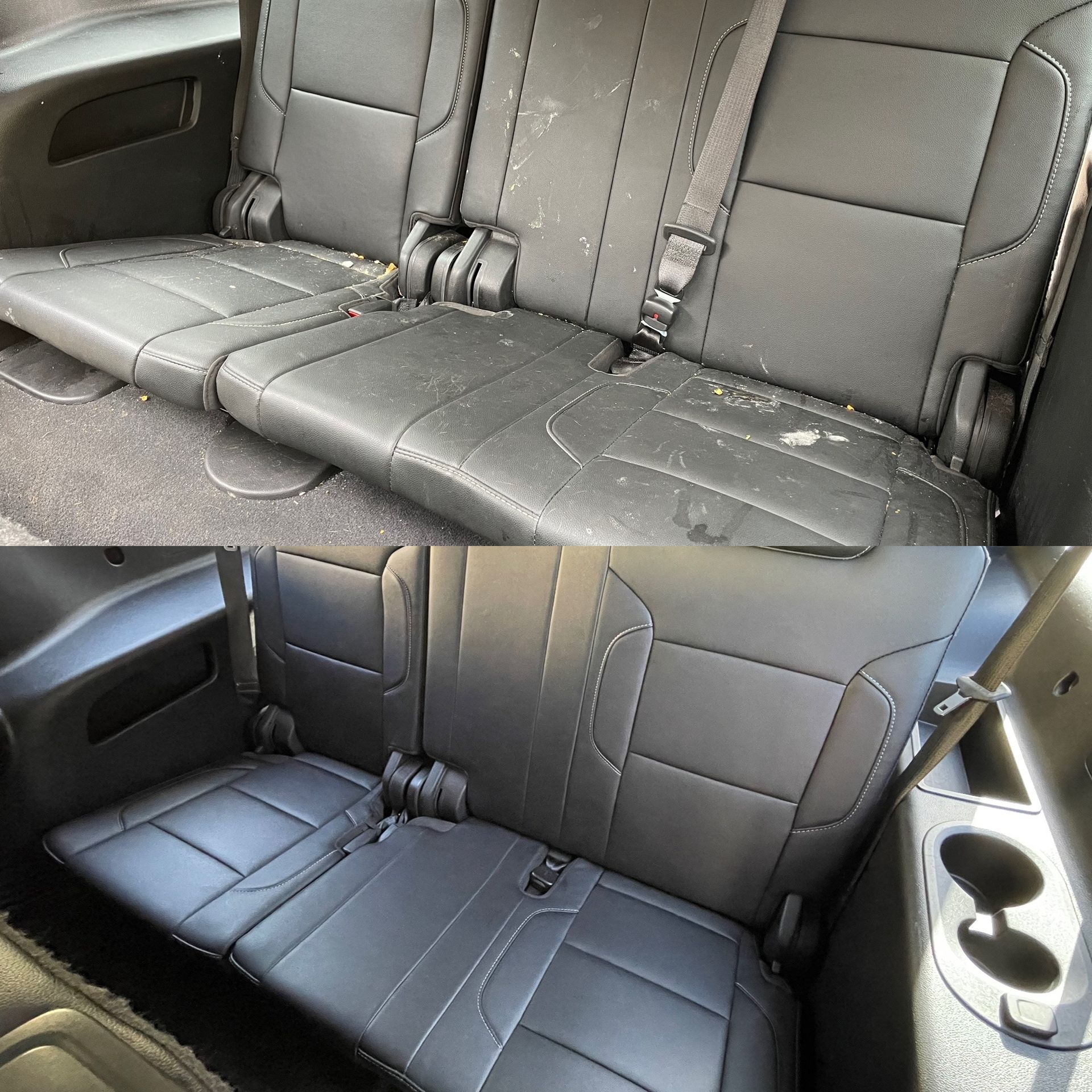Chevrolet Suburban interior detail rear seat before and after