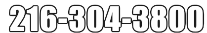 The phone number is 216-304-3800 on a white background.