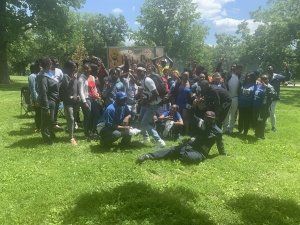 Happy people on BBQ party