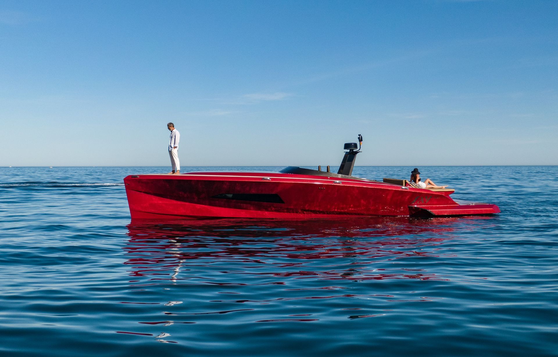 Side view of a Louis Yachting charter yacht on calm Mediterranean waters