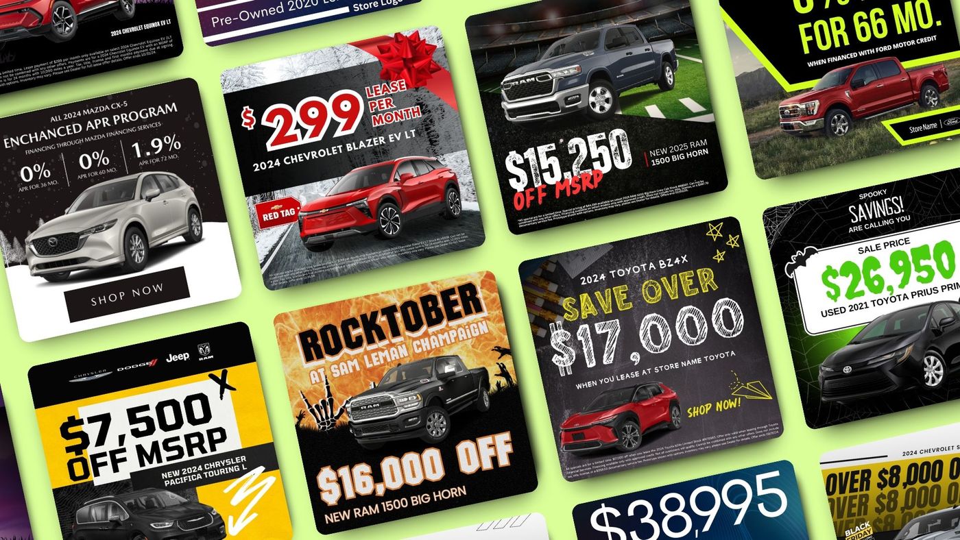 Images of custom dealership social graphics