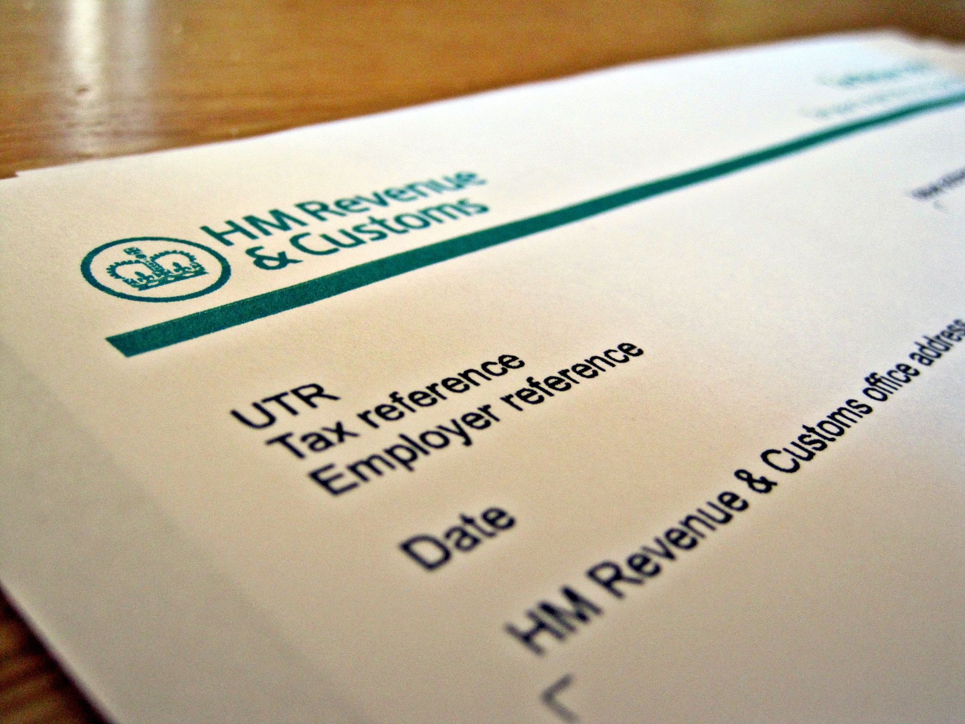 A close up of a hm revenue and customs letter