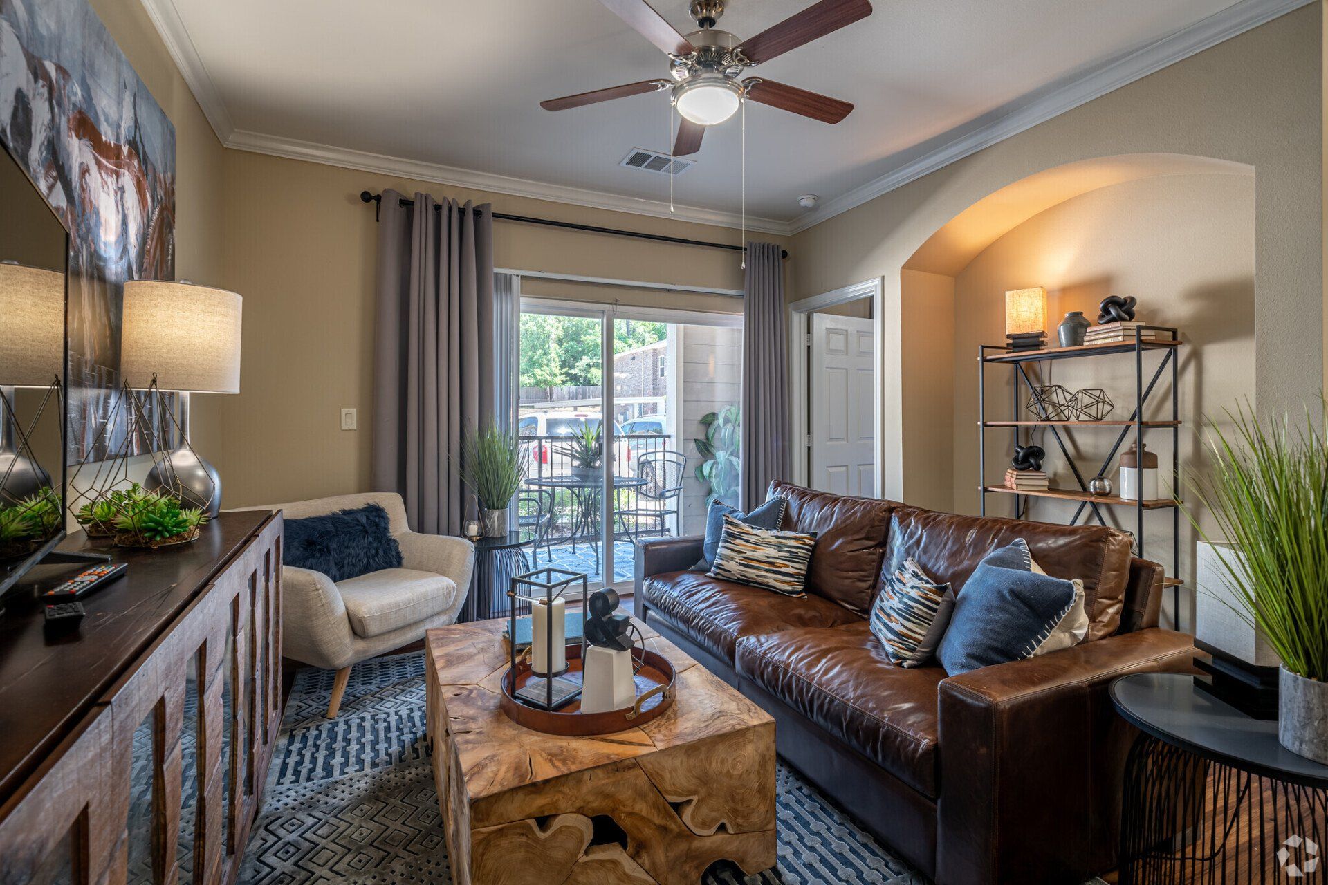 Hilltops Apartments | Family Room with Ceiling Fan
