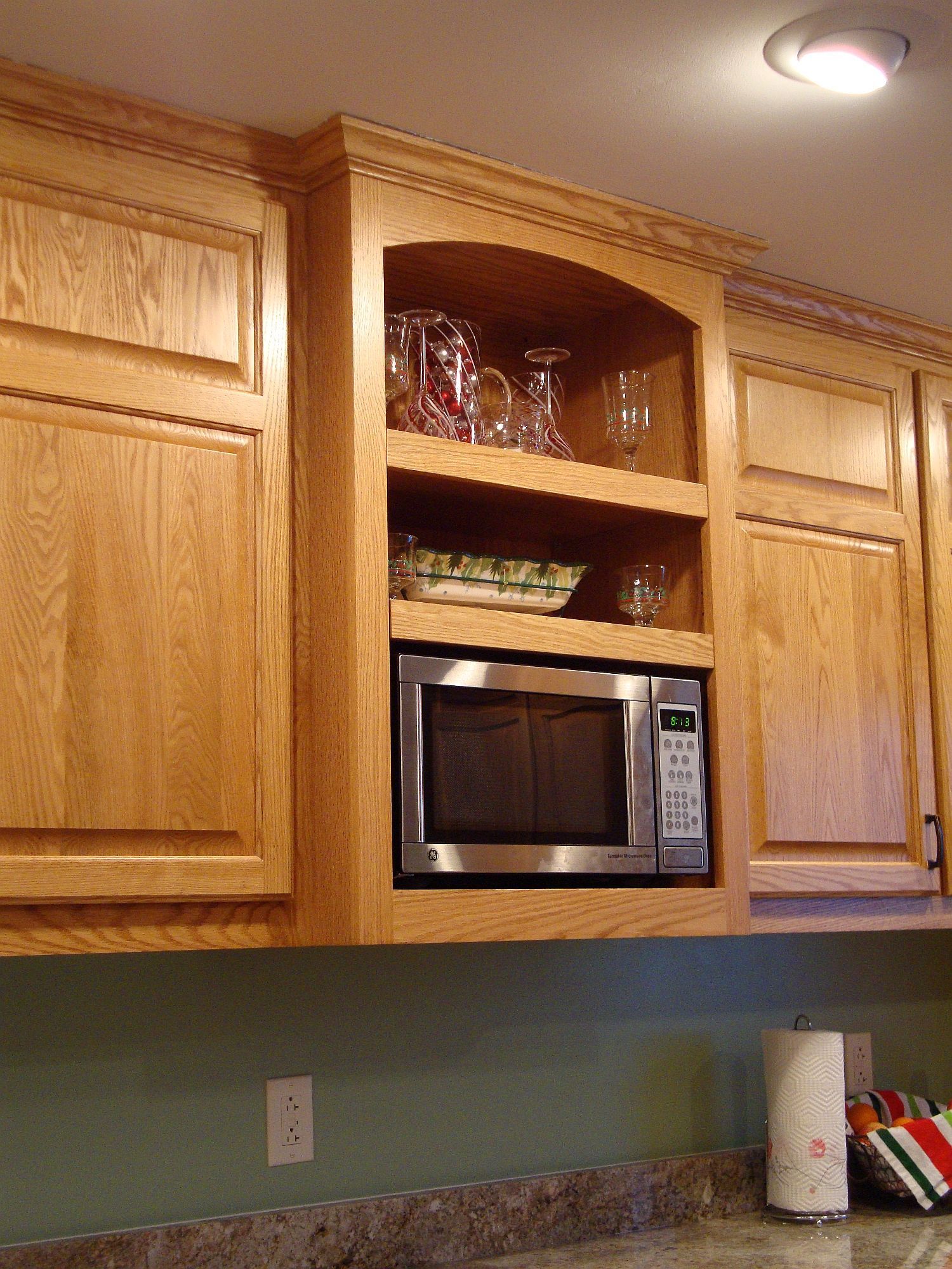 Wooden Cabinets and a Microwave | Nerstrand, MN | Nerstrand Custom Cabinets